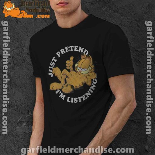 garfield just pretend im listening black men shirt