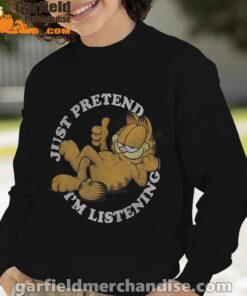 garfield just pretend im listening boy with black sweatshirt