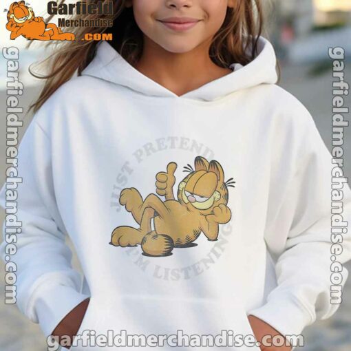 garfield just pretend im listening girl hoodie white