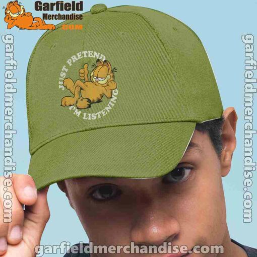 garfield just pretend im listening green hat