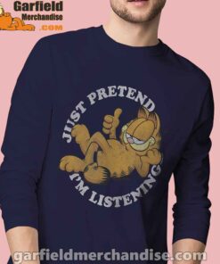 garfield just pretend im listening men navy long sleeve