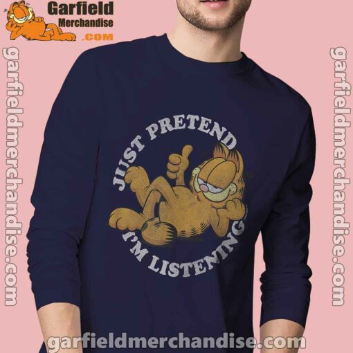 garfield just pretend im listening men navy long sleeve