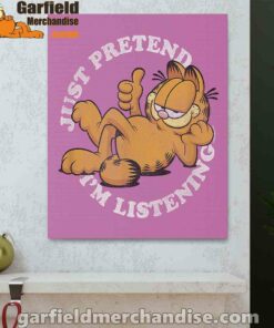 garfield just pretend im listening pink canvas