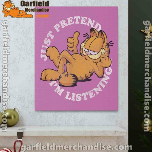 garfield just pretend im listening pink canvas