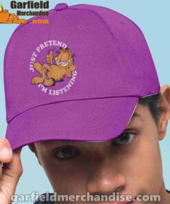 garfield just pretend im listening purple hat