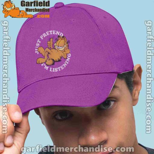 garfield just pretend im listening purple hat