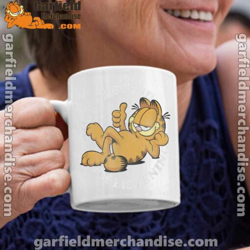 garfield just pretend im listening white coffee mug