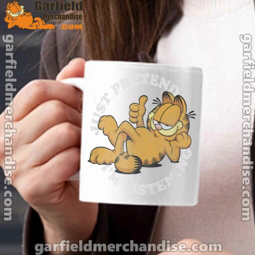 garfield just pretend im listening white mug