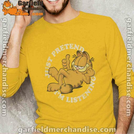 garfield just pretend im listening yellow long sleeve man