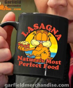 garfield lasagna natures most perfect food black coffee mug