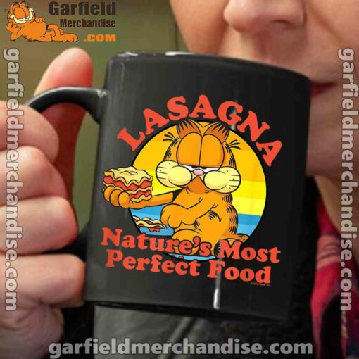 garfield lasagna natures most perfect food black coffee mug