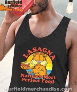 garfield lasagna natures most perfect food black men tank tops