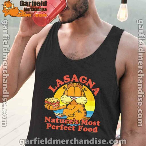 garfield lasagna natures most perfect food black men tank tops