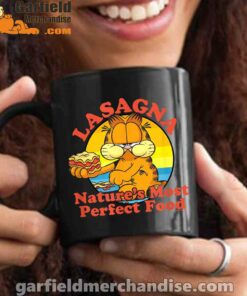 garfield lasagna natures most perfect food black mug