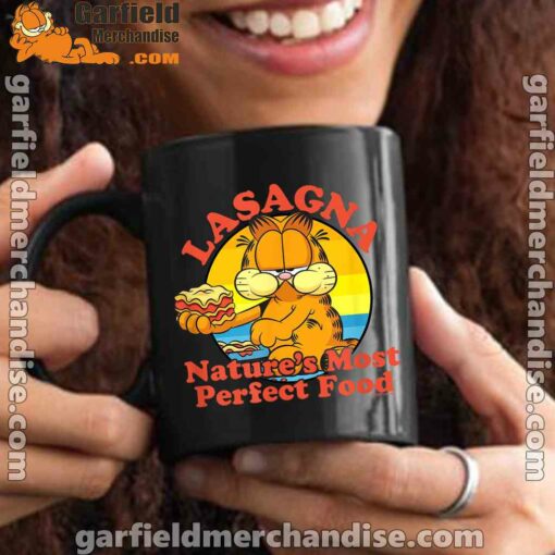 garfield lasagna natures most perfect food black mug