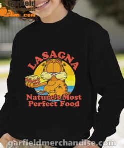 garfield lasagna natures most perfect food boy with black sweatshirt