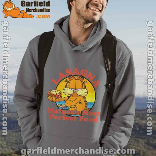 garfield lasagna natures most perfect food brown men hoodie