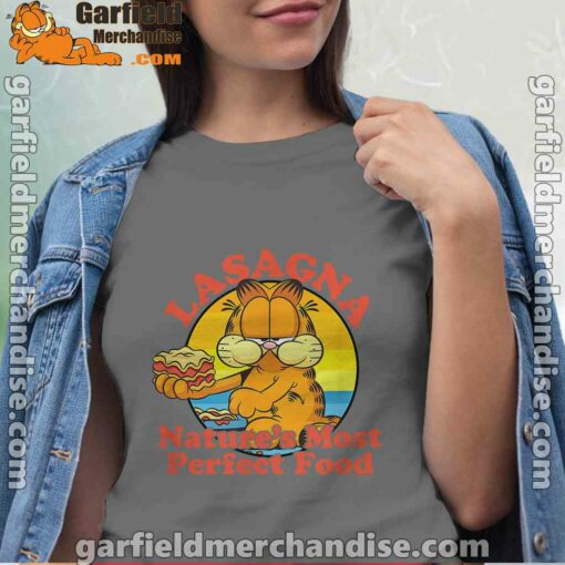 garfield lasagna natures most perfect food brown shirt for women