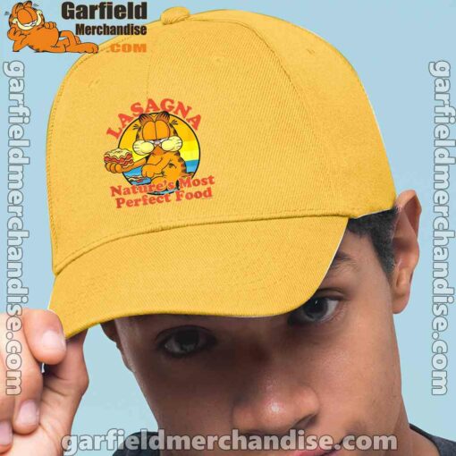 garfield lasagna natures most perfect food men yellow hat