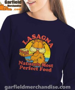 garfield lasagna natures most perfect food navy sweatshirt for women