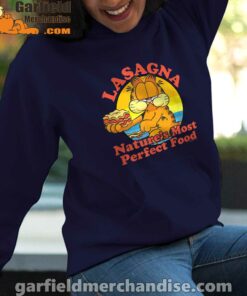 garfield lasagna natures most perfect food navy women hoodies