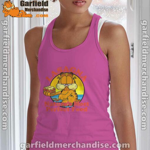 garfield lasagna natures most perfect food pink tank top women