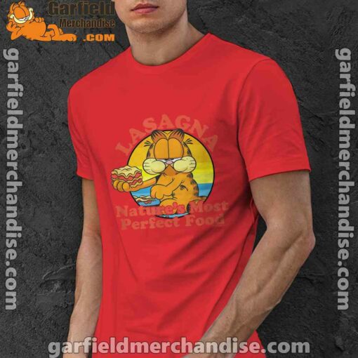 garfield lasagna natures most perfect food red men shirt