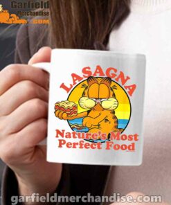 garfield lasagna natures most perfect food white mug