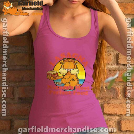 garfield lasagna natures most perfect food women's pink tank top