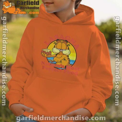 garfield lasagna natures most perfect food youth boy orange hoodie