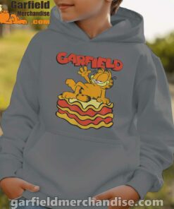 garfield lasagna slice pose brown hoodie kids