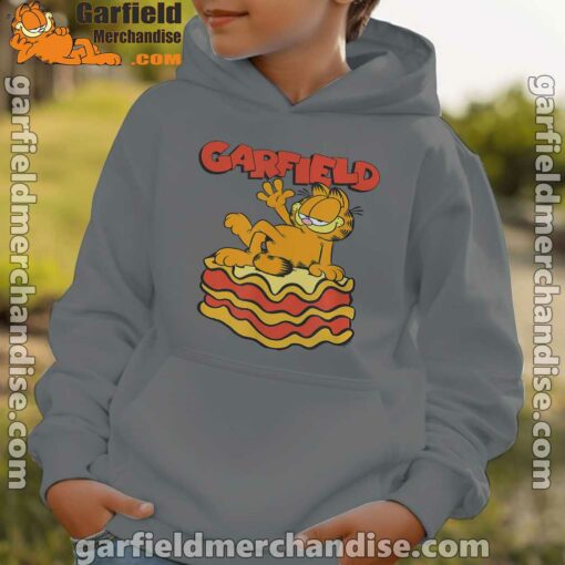 garfield lasagna slice pose brown hoodie kids