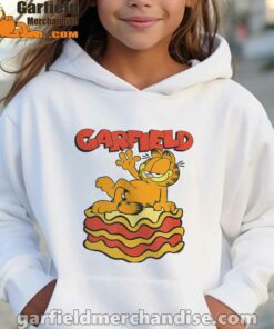 garfield lasagna slice pose girl hoodie white