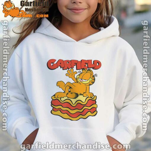 garfield lasagna slice pose girl hoodie white