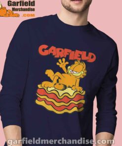 garfield lasagna slice pose men navy long sleeve