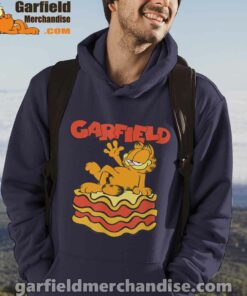 garfield lasagna slice pose navy men hoodie