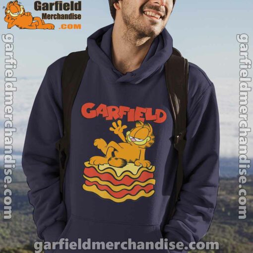 garfield lasagna slice pose navy men hoodie