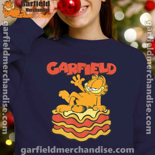 garfield lasagna slice pose navy sweatshirts for girl