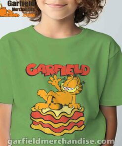 garfield lasagna slice pose tee green for youth boy