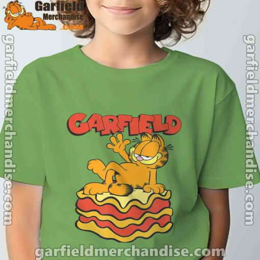 garfield lasagna slice pose tee green for youth boy