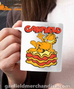 garfield lasagna slice pose white mug