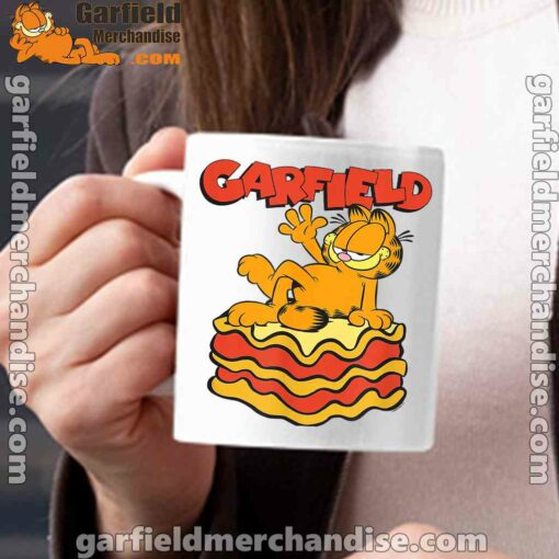 garfield lasagna slice pose white mug