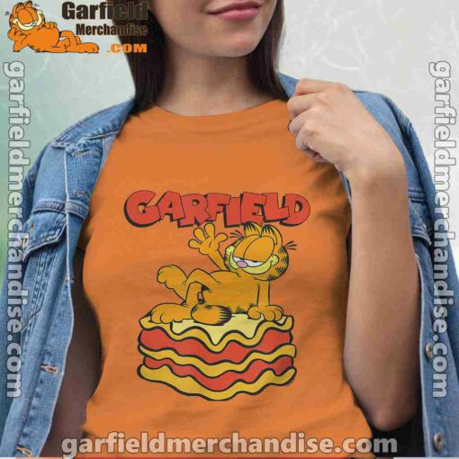 garfield lasagna slice pose women orange t shirt