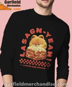 garfield lasagna yeah black men long sleeve