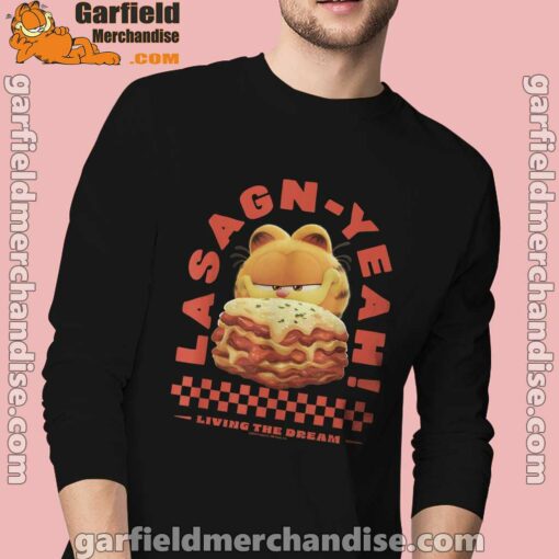 garfield lasagna yeah black men long sleeve