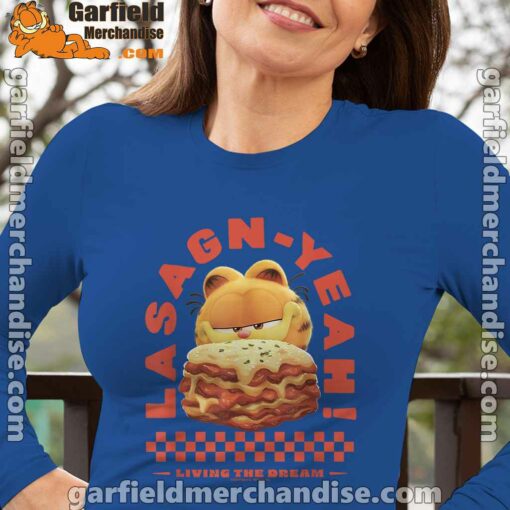 garfield lasagna yeah blue long sleeve with women