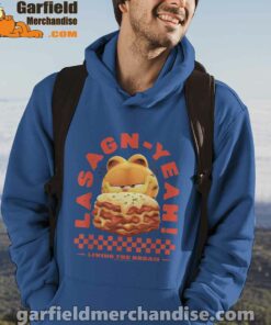 garfield lasagna yeah blue men hoodie