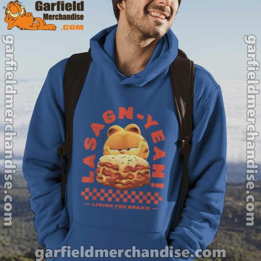 garfield lasagna yeah blue men hoodie