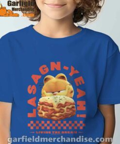 garfield lasagna yeah blue t shirt for youth boy