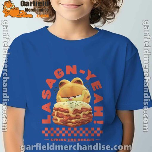 garfield lasagna yeah blue t shirt for youth boy